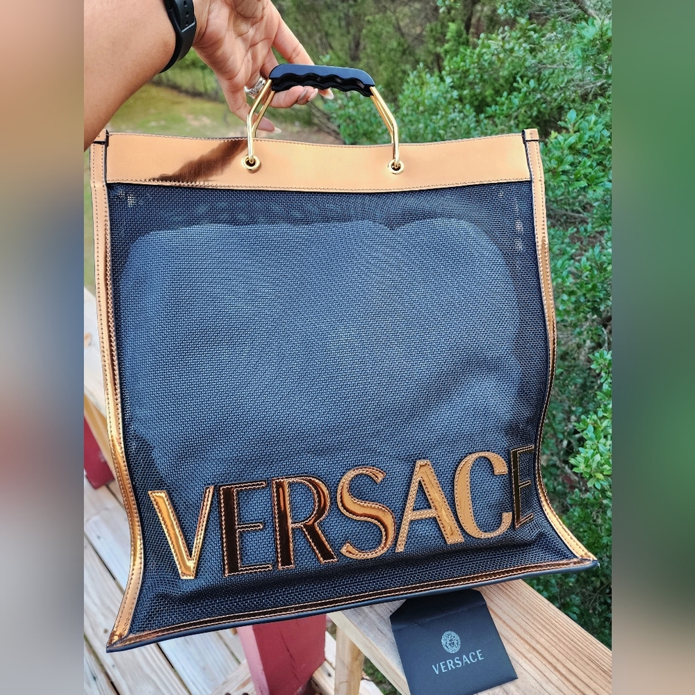 NWT Gold Versace Mesh Shopper